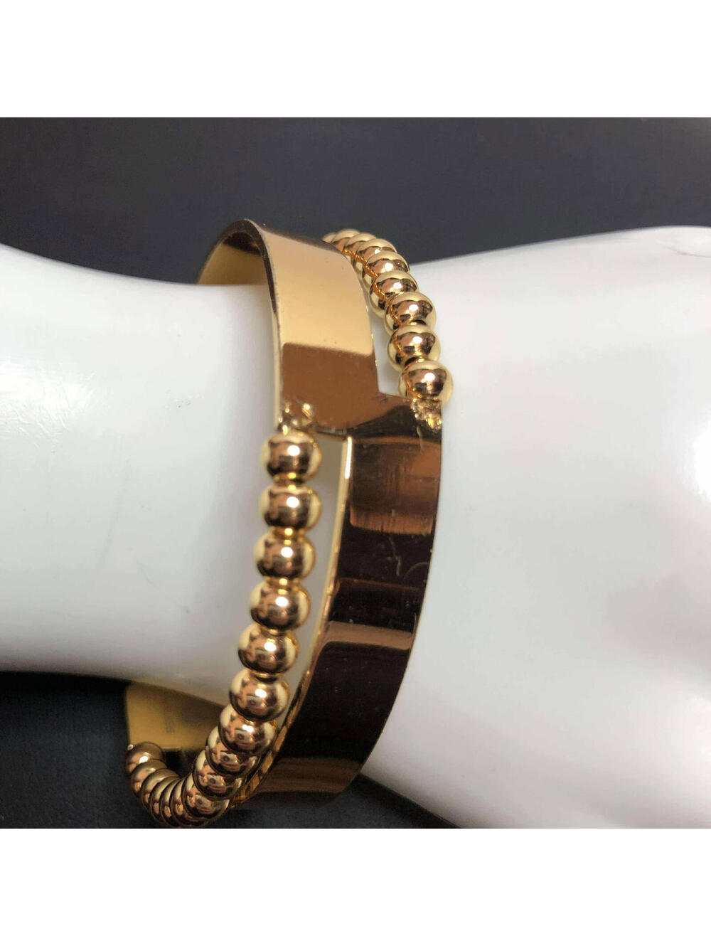 1927 Kauss Gold Tone Cuff Bracelet 7"